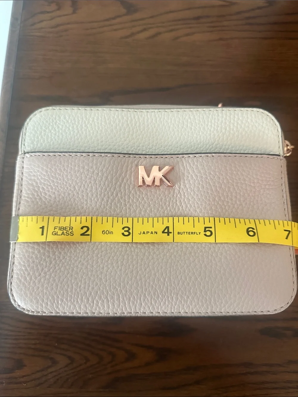 Michael Kors Blush Pink & Cream Leather Mini Top-Handle Bag with Crossbody Strap